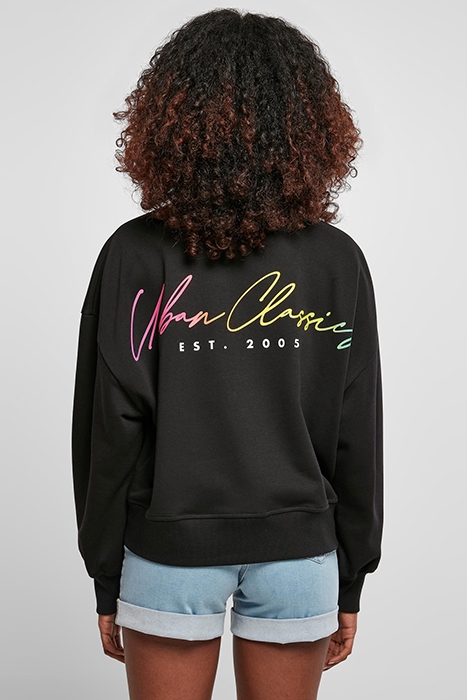 LADIES OVERSIZED RAINBOW CREWNECK BLACK 3