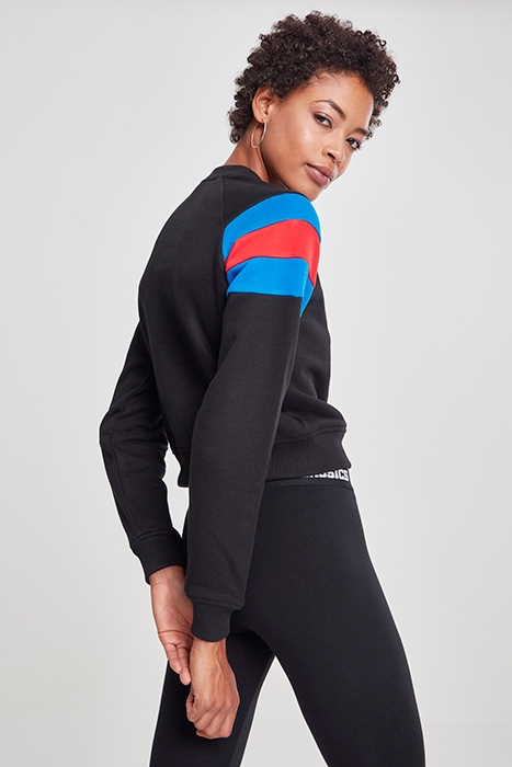 LADIES SLEEVE STRIPE CREW BLACK/BRIGHTBLUE/FIRERED 3