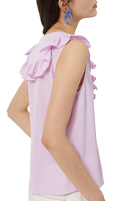 CREPE LIGHT V NECK RUFFLE TOP ORCHID BOUQUET 3