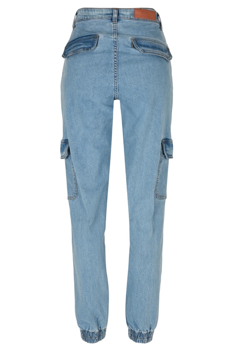 LADIES ORGANIC STRETCH DENIM CARGO PANTS CLEARBLUE BLEACHED 8