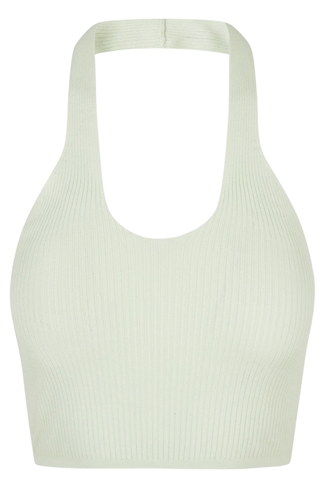 LADIES RIB KNIT CROSSED NECKHOLDER TOP LIGHTMINT 1