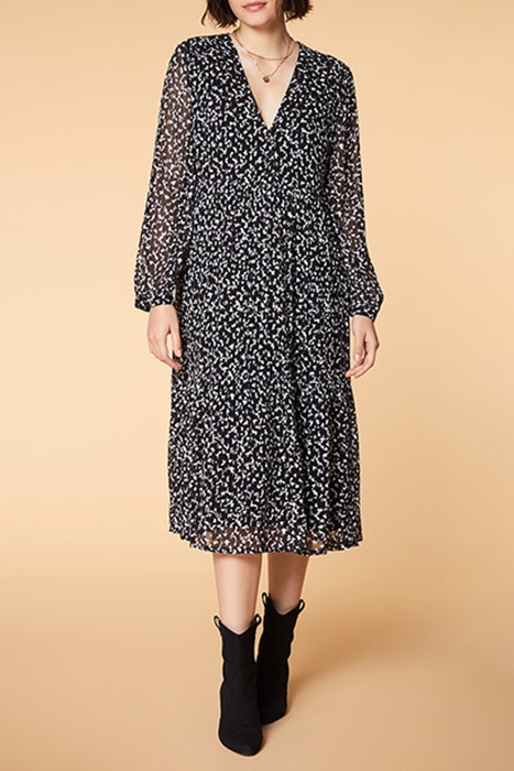 REVA - BLACK MIDI DRESS WITH SPARKLE PRINT 1