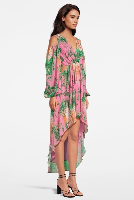 ANDRES ABITO GEORGETTE STAMPA MULTICOLOR PINK/GREEN 3