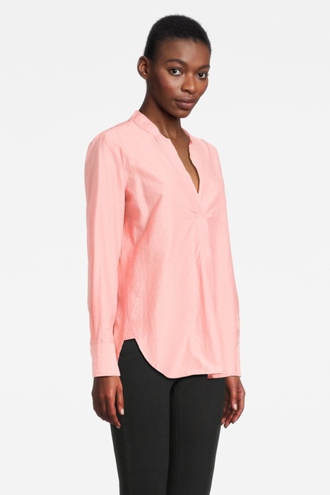 BLOUSE WOVEN LONG SLEEVES ROSETTE/WARM SAND HEATHER 3