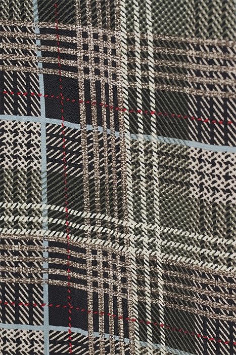 DRESS AOP CHECK SMOCK AT NECK&CUFFS BLACK/SAND COMBI 5