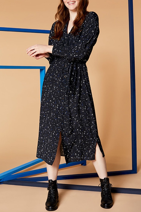 REVIA - BLACK POLKA DOT MAXI DRESS WITH HOOD 1