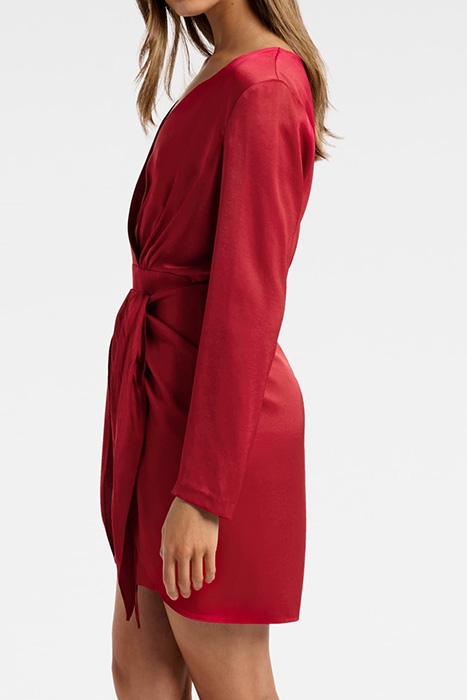 AVA SATIN SARONG MINI DRESS RED 4