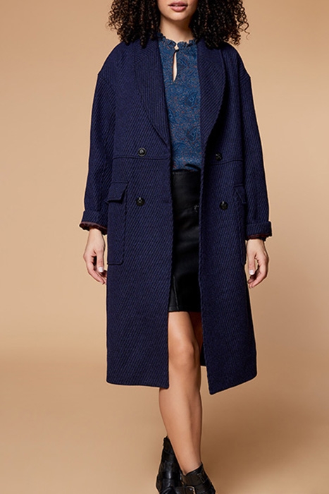 DREW - FANCY WOOL INDIGO COAT 1