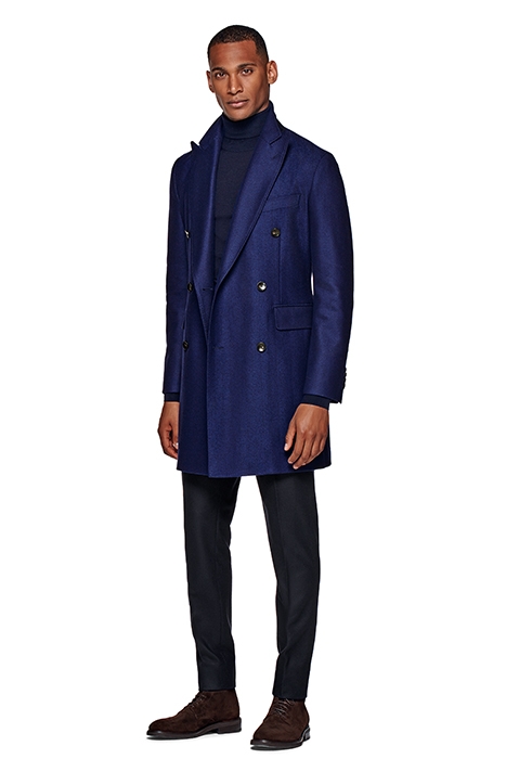 MID BLUE HERRINGBONE OVERCOAT 3