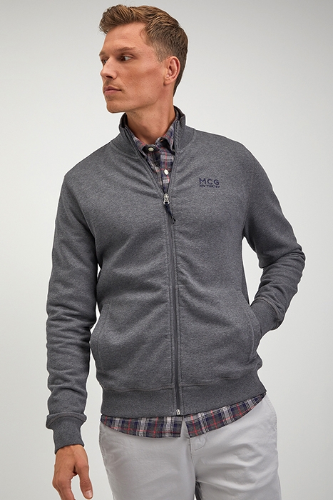 ZIP THRU SWEATSHIRT DARK GREY MELANGE 2