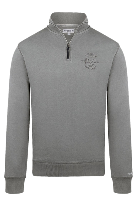 ZIP MOCK SWEATSHIRT MEDIUM GREY MELANGE 1