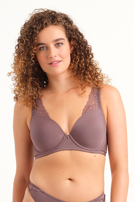 CO BRA TSHIRT DONNA STRIPE LACE CHESTNUT 2
