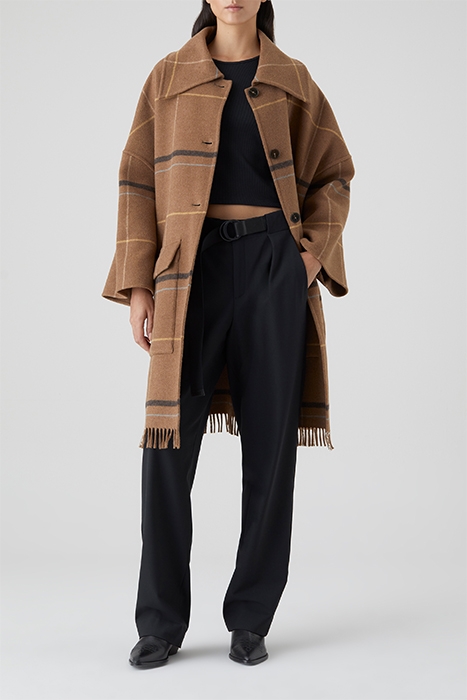 WOMEN PONCHO COAT GOLDEN WOOD 1