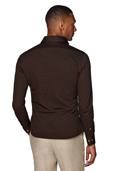 BROWN PIQUÉ EXTRA SLIM FIT POPOVER 2