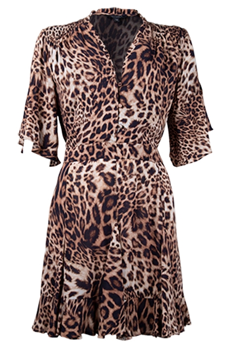 DINA EVITA DRESS ANIMAL BROWN 1