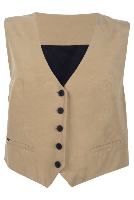 DERI LYN WAISTCOAT LIGHT KHAKI BROWN 1