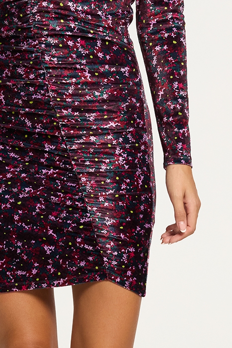 LADIES MENDOZA VELVET DRESS DITSY FLOWER WINE PURPLE DAISY 4