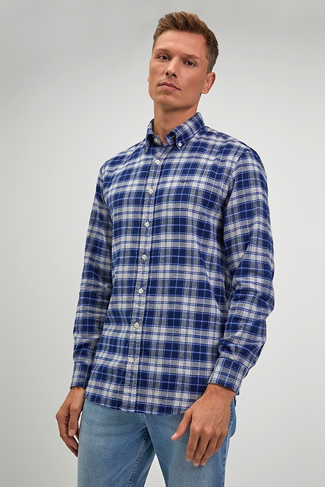 MELANGE CHECK SHIRT MARINE 1