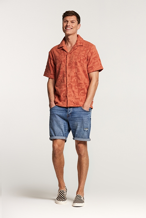 MEN TOWELING SHORTSLEEVE SHIRT LIGHT RUST ORANGE 5
