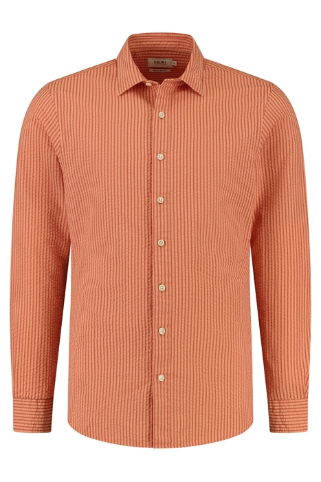 SHAWN SEERSUCKER SHIRT TANDORI SPICE BROWN 8
