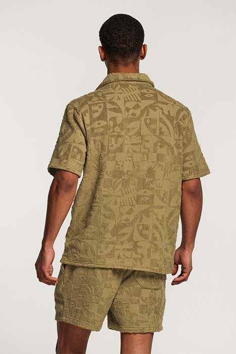 MEN TOWELING SHORTSLEEVE SHIRT DARK MOSS GREEN 2