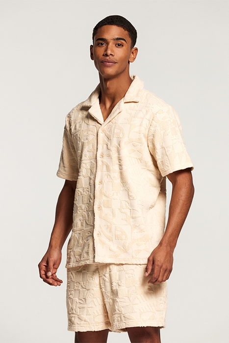 MEN TOWELING SHORTSLEEVE SHIRT ANGORA BEIGE 1