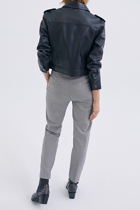 BLACK HOUNDSTOOTH SLIM SUIT TROUSERS 4