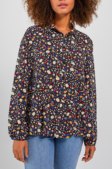 BLACK SHIRT WITH COLOUR FLORAL LEOPARD PRINT 1
