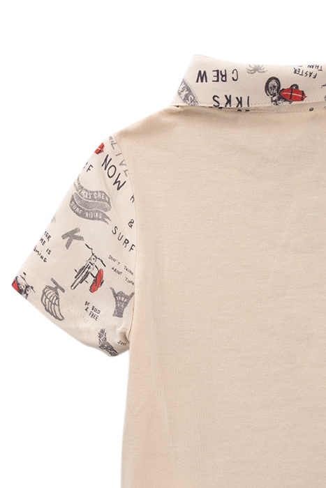 BABY BOYS’ BEIGE ROCK RIDER PRINT MIXED FABRIC SHIRT 4