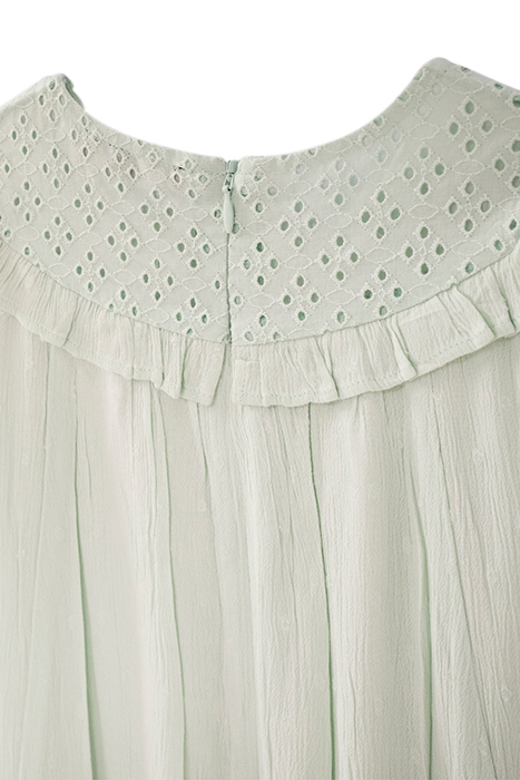 GIRLS’ AQUA GREEN DRESS WITH EYELET EMBROIDERY PANEL 6