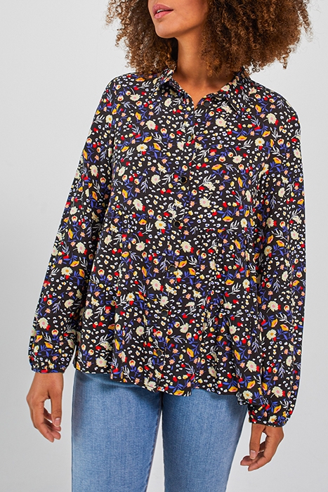 BLACK SHIRT WITH COLOUR FLORAL LEOPARD PRINT 4
