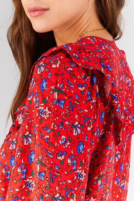 CHERRY SUMMER FLOWER PRINT LINGERIE-STYLE BLOUSE 6