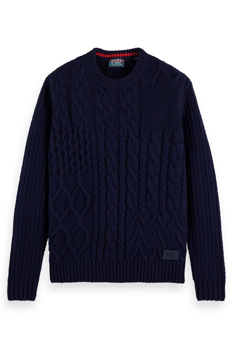 WOOL-BLEND STRUCTURE KNIT SWEATER NAVY 1