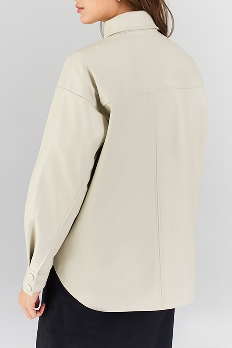 ECRU SYNTHETIC FABRIC OVERSHIRT 2