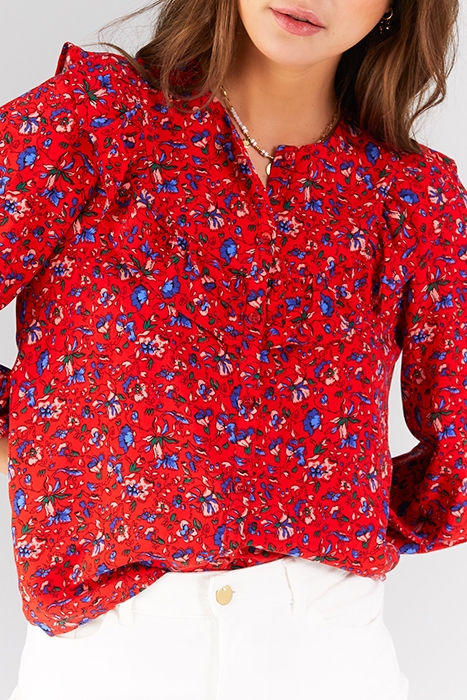 CHERRY SUMMER FLOWER PRINT LINGERIE-STYLE BLOUSE 4