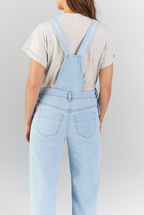 BLUE DENIM WIDE-LEG DUNGAREES 2