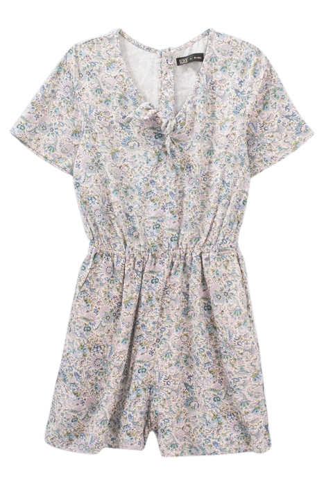 GIRLS' ECRU FLOWERY PRINT LENZING™ ECOVERO™ PLAYSUIT 1