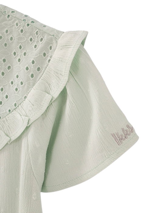 GIRLS’ AQUA GREEN DRESS WITH EYELET EMBROIDERY PANEL 7