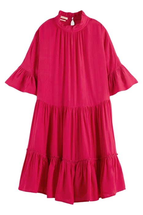 SHORT DRESS WITH RUFFLE SLEEVE DETAIL CHERRY PIE 1
