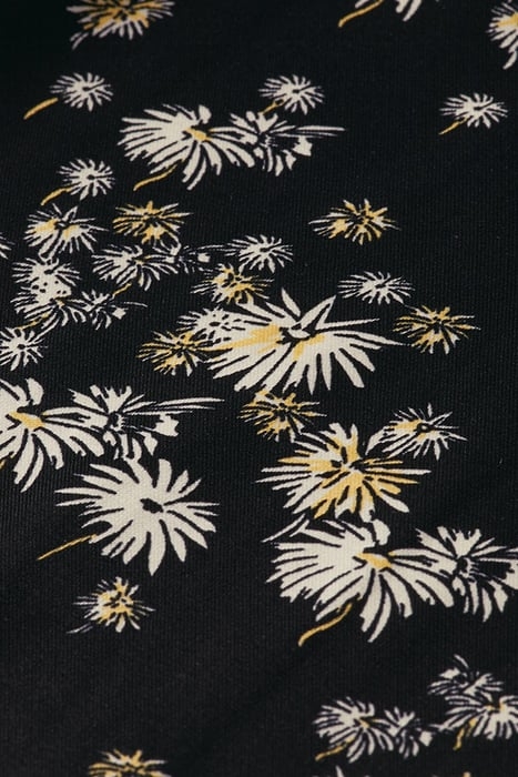 NINA - MID RISE TAPERED PRINTED SILKY TROUSERS DANDELION BLA 3