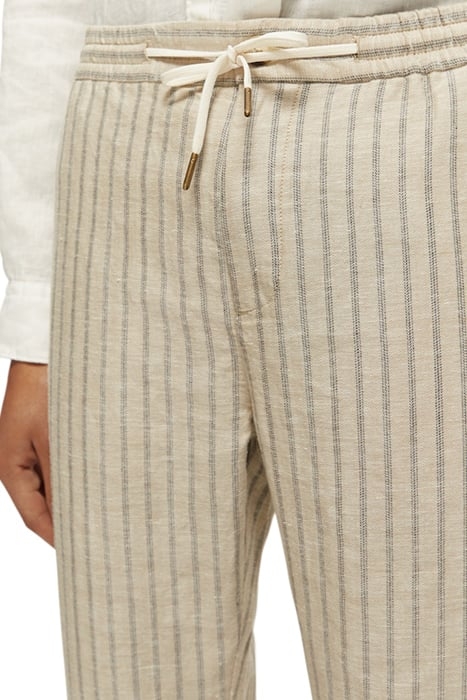 WARREN- STRIPED COTTON LINEN JOGGER SAND/ BLACK STRIPE 7