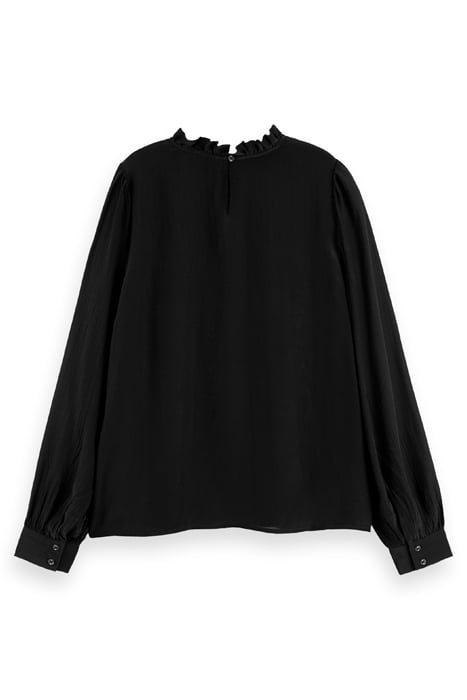 PINTUCK BLOUSE WITH RUFFLE COLLAR BLACK 2