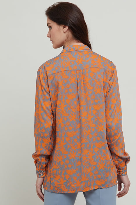ORANGE TROPIC PRINT UTILITY SHIRT PRINT 2
