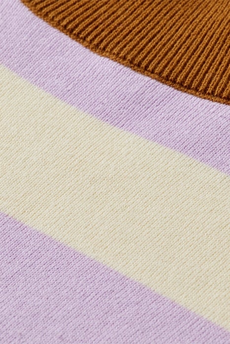 STRIPE CREWNECK PULLOVER IN ORGANIC COTTON LAVENDER 6