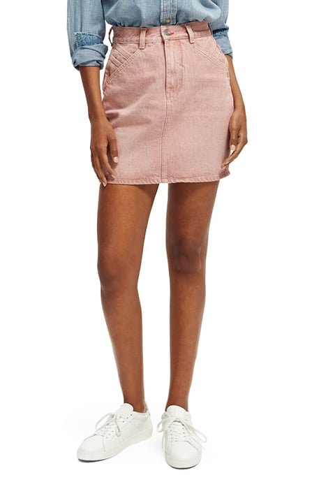 YARN DYED DENIM SKIRT WITH CONSTRUCTED DETAILS PINK 3