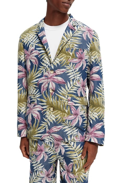 UNCONSTRUCTED PRINTED TENCEL™ BLAZER COMBO A 6