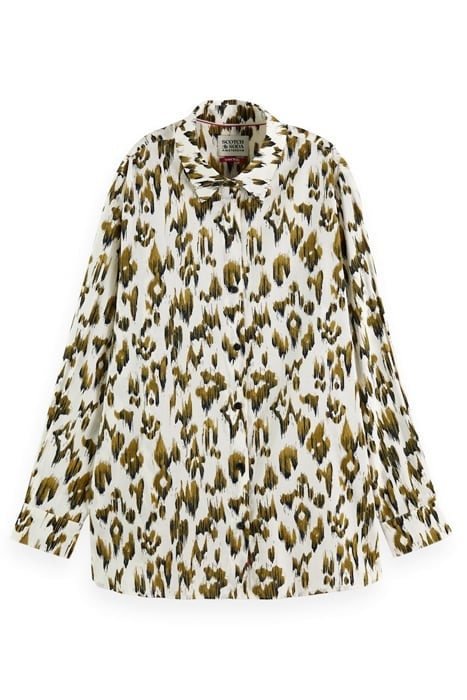 OVERSIZED SHIRT WITH PRINT BRUSHED IKAT ARMY GREEN 1
