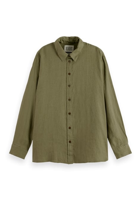 OVERSIZED LINEN SHIRT OLIVE GREEN 1