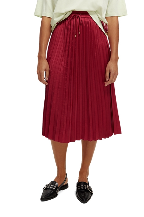 MID LENGTH PLISSÉE SKIRT IN RECYCLED POLYESTER CHERRY PIE 3