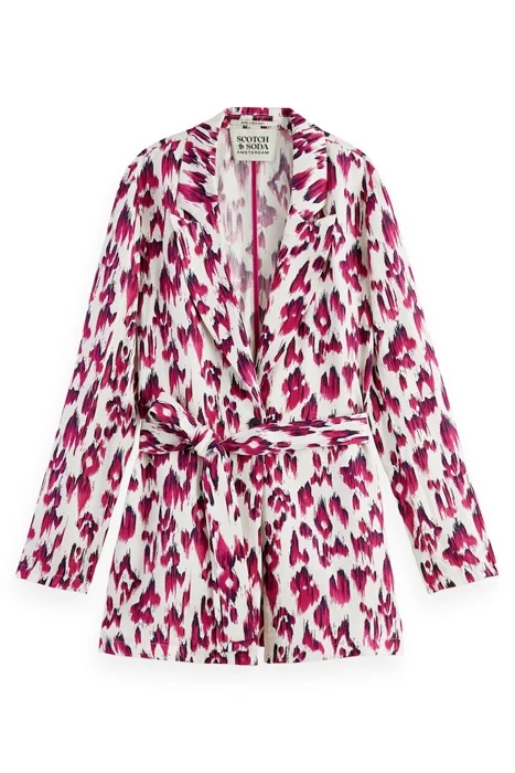 PRINTED DRAPEY BLAZER BRUSHED IKAT CHERRY PIE 1